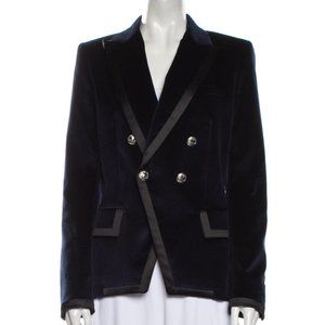 Barbara Bui Navy Velvet Double Breasted Blazer